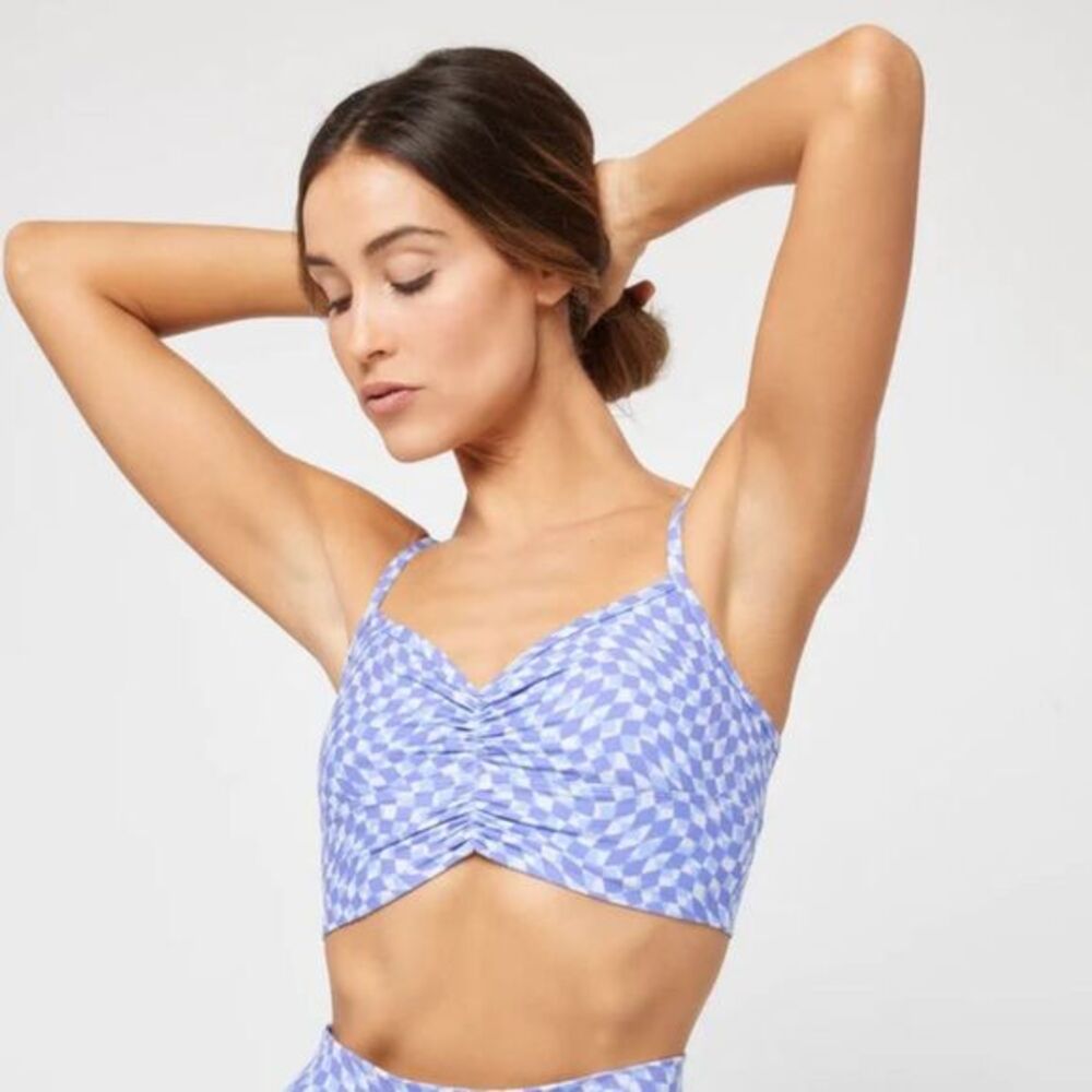 Revolve L*Space Women’s XS Soren Crop Top Purple Blue Pastel Checkered Sporty